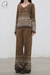 SWAYING 25 Early Spring V-neck snowflake jacquard pullover / straight pants SW-SW25PS3B11-LV Green pants SW25PS1T13 SW25PS3B11